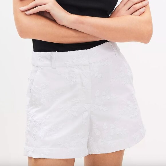 LOFT Pants - LOFT "Riviera" Shorts with Floral Embroidery